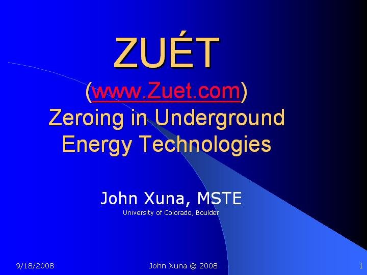 Title slide: Zeroing in Underground Energy Technologies